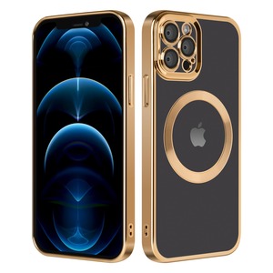 【新着特価】iphone 12pro?ケース 2023最新 MagSafe対応 ワイヤレス充電対応 指紋防止 黄ばみなし 衝撃吸収 耐久性 レンズ保護 透明 マグネット搭載 アイフォン12Pro用カバー 6.1インチ専用 (ゴールド)