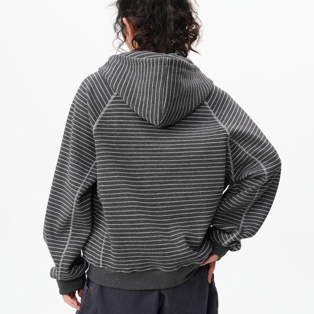 ピンボーダーコントラストステッチジップパーカー 3col   R02896