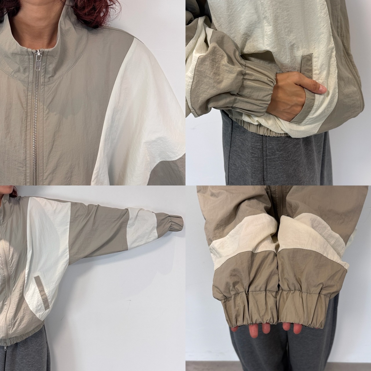 バイカラーWジップBZ/グレージュ