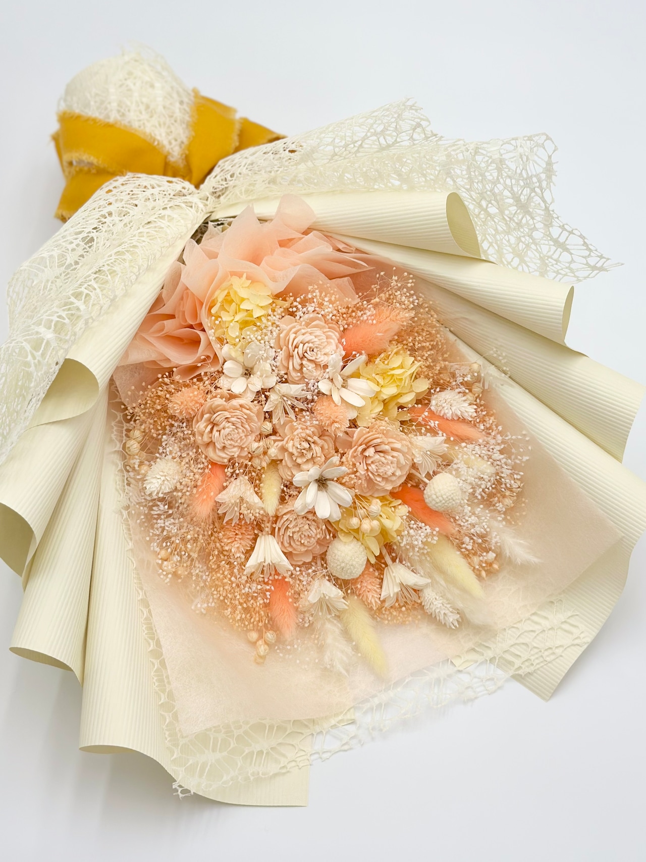ドライフラワー花束(杏色) □Lサイズ 【定番商品】 画像2