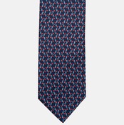 3-Fold Silk Tie, Floral Pattern, Blue and Red - JA056337-3