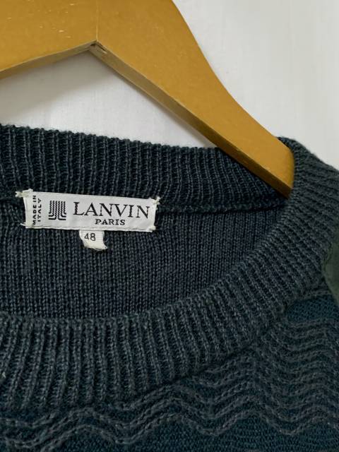 1970~80's Leather Switched Design Crew Neck Sweater "LANVIN"