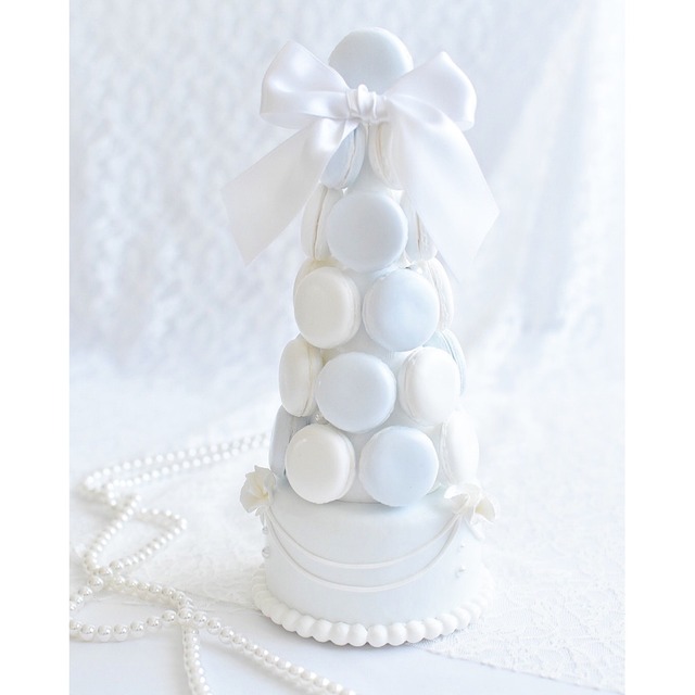 macaron tower / s (ice blue × white)