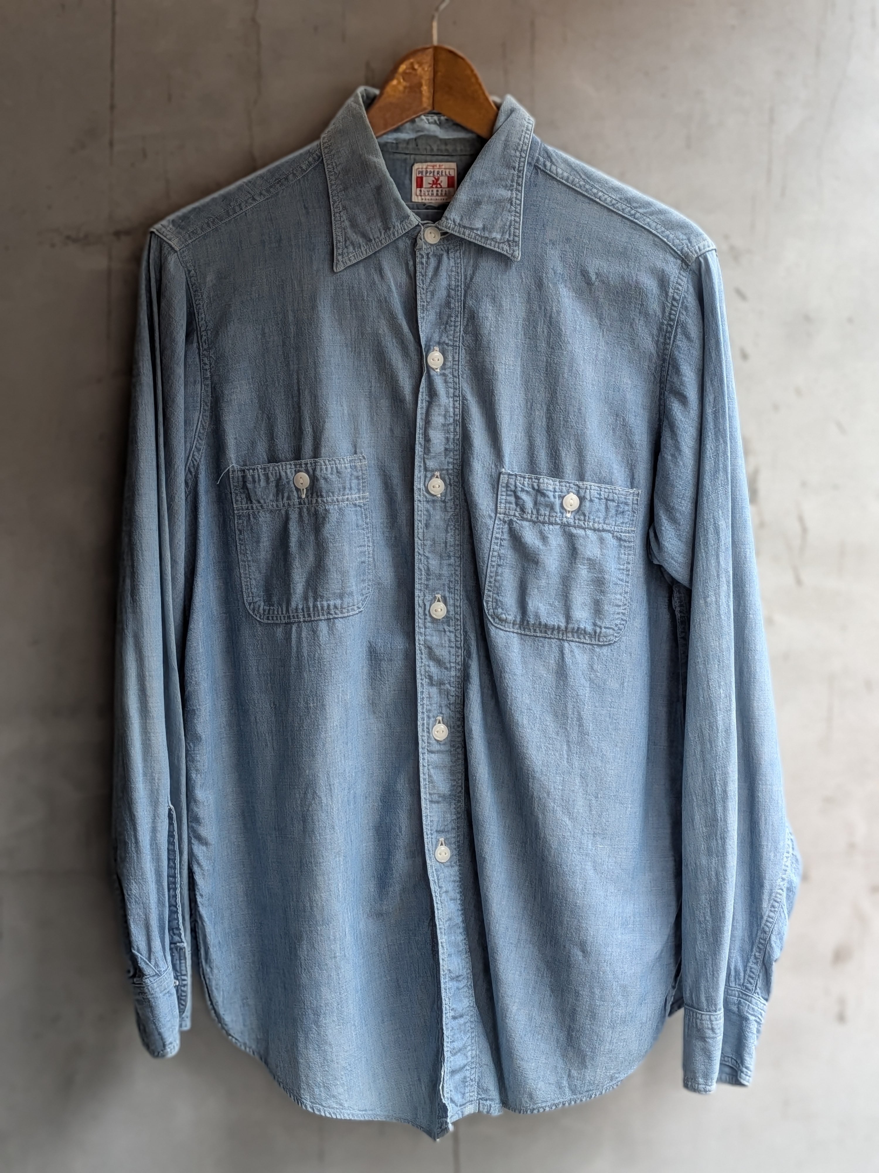 ☔Rainy Day Exciusive☔1950s PEPPERELL BLUEBELL CHAMBRAY SHIRT