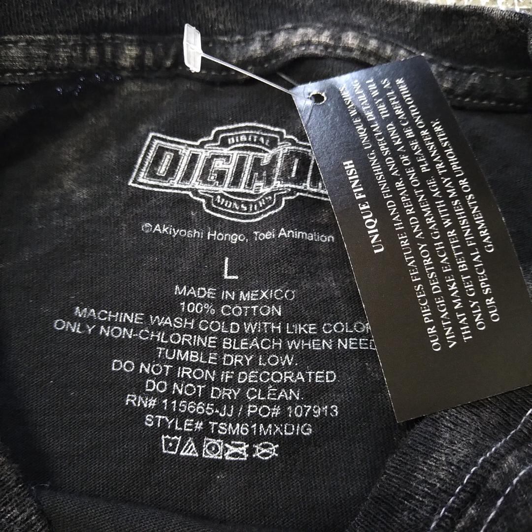 デジタルモンスター ブリーチ加工Tシャツ L デジモン アニメT