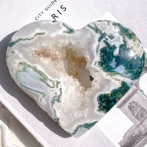 Druzy Moss Agate Heart 2 ✧ ドゥルージーモスアゲート