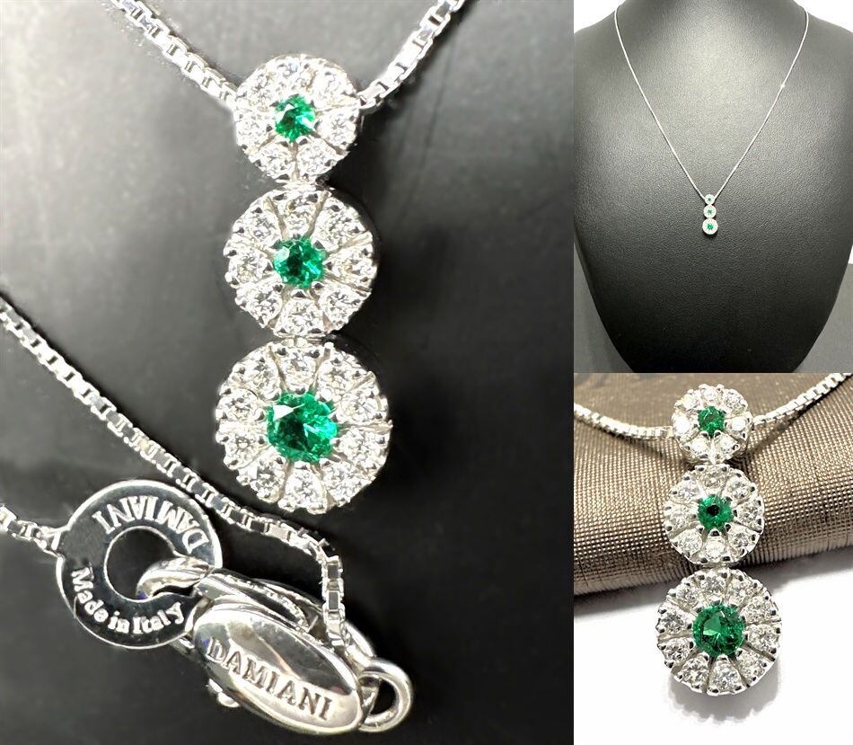 K18WG トリロジー ダイヤ 見やす ペンダントトップ 