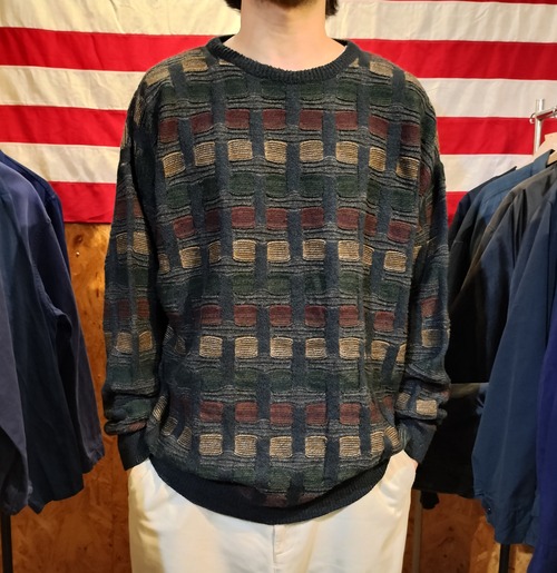 Used ニット◆XL GIANFRANCO RUFFINI 3D multi colors セーター◆USA古着　ヴィンテージ