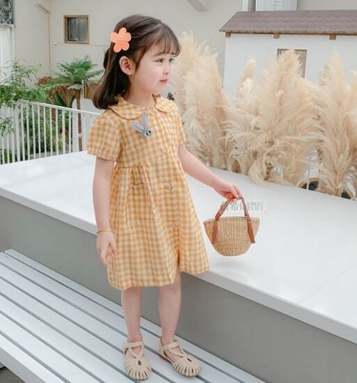 子供服 女の子 ワンピース キッズ服 かわいい チェック柄 プリント ...