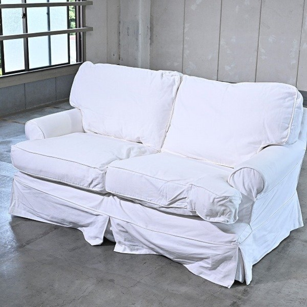 アメリカ製 RACHEL ASHWELL 106万「Squishy T-Arm Sofa」ラブソファ カバーリング シャビーシック レイチェル アシュウェル【中古家具/中古インテリア/USED家具ユーズド家具/リサイクル】