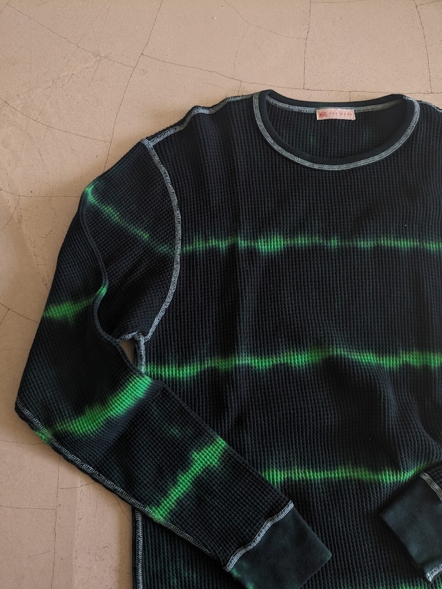 TIE DYE WAFFLE PULLOVER / Black × Green