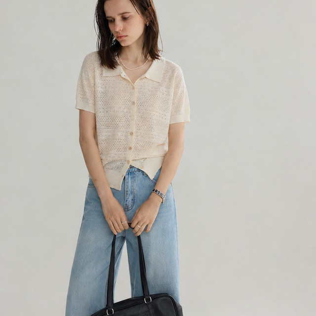 sheer Double-breasted oversized jacket  T4626