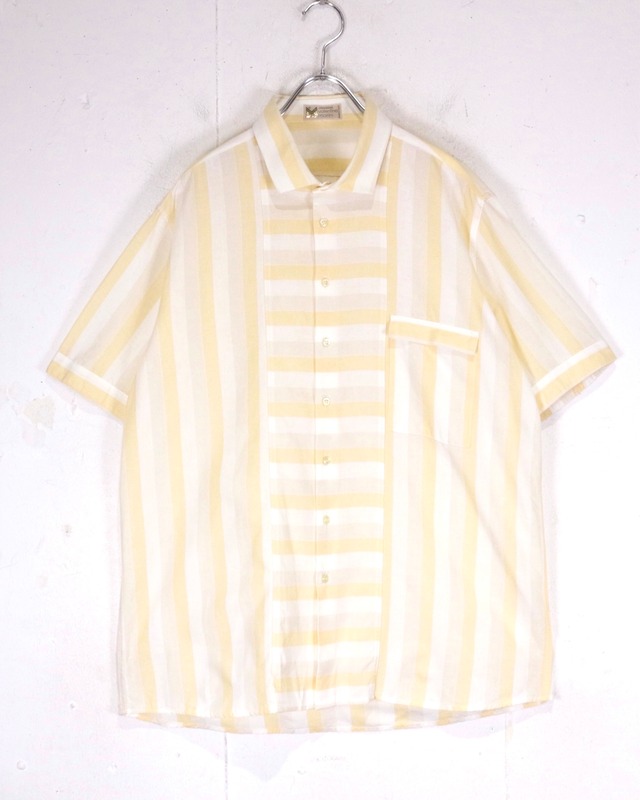 【Caka act2】80’s Switched Stripe Pattern Euro Vintage S/S Shirt
