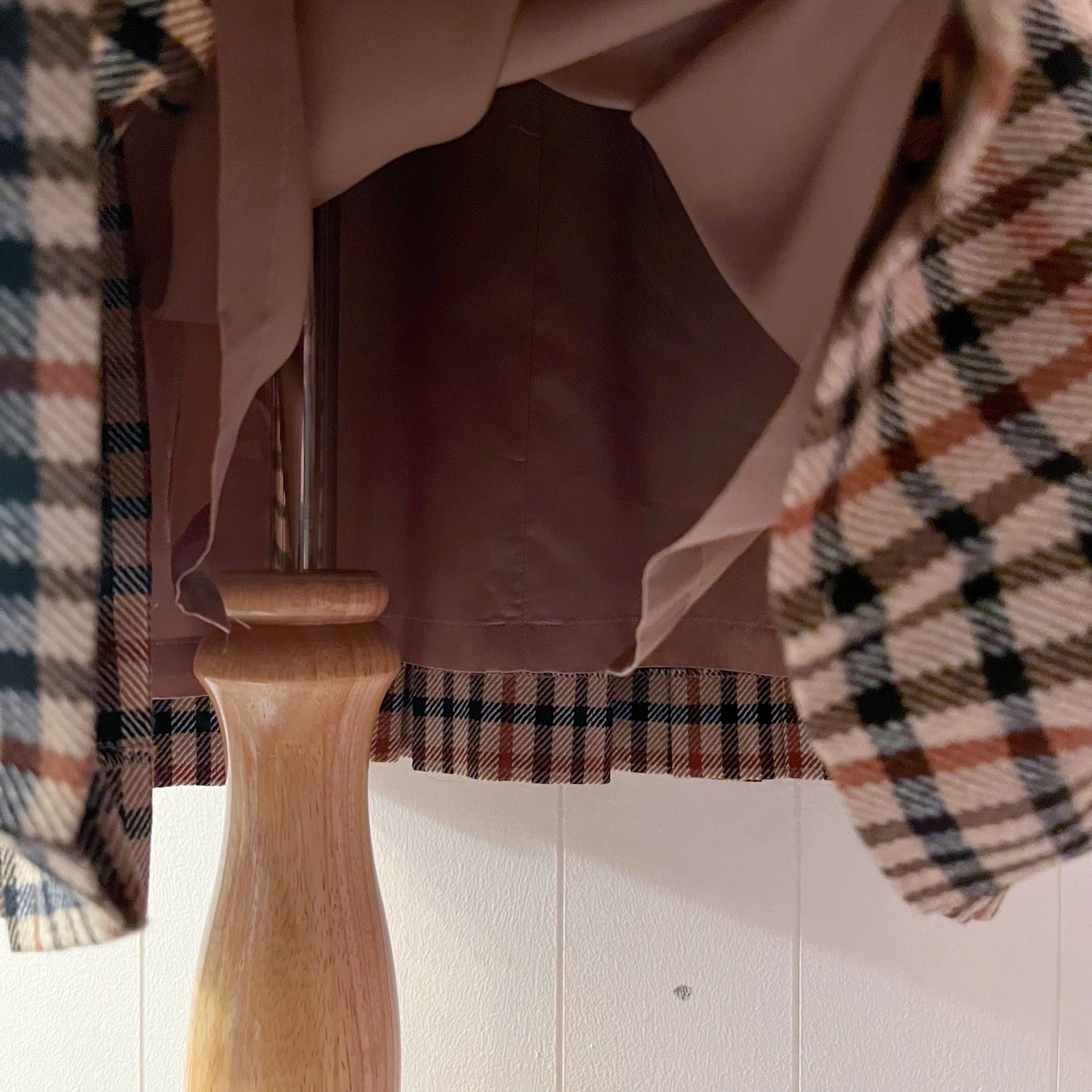 beige check tuck skirt