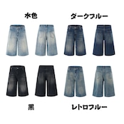 ストリート 4色ウォッシュ加工デニムショーツ P310