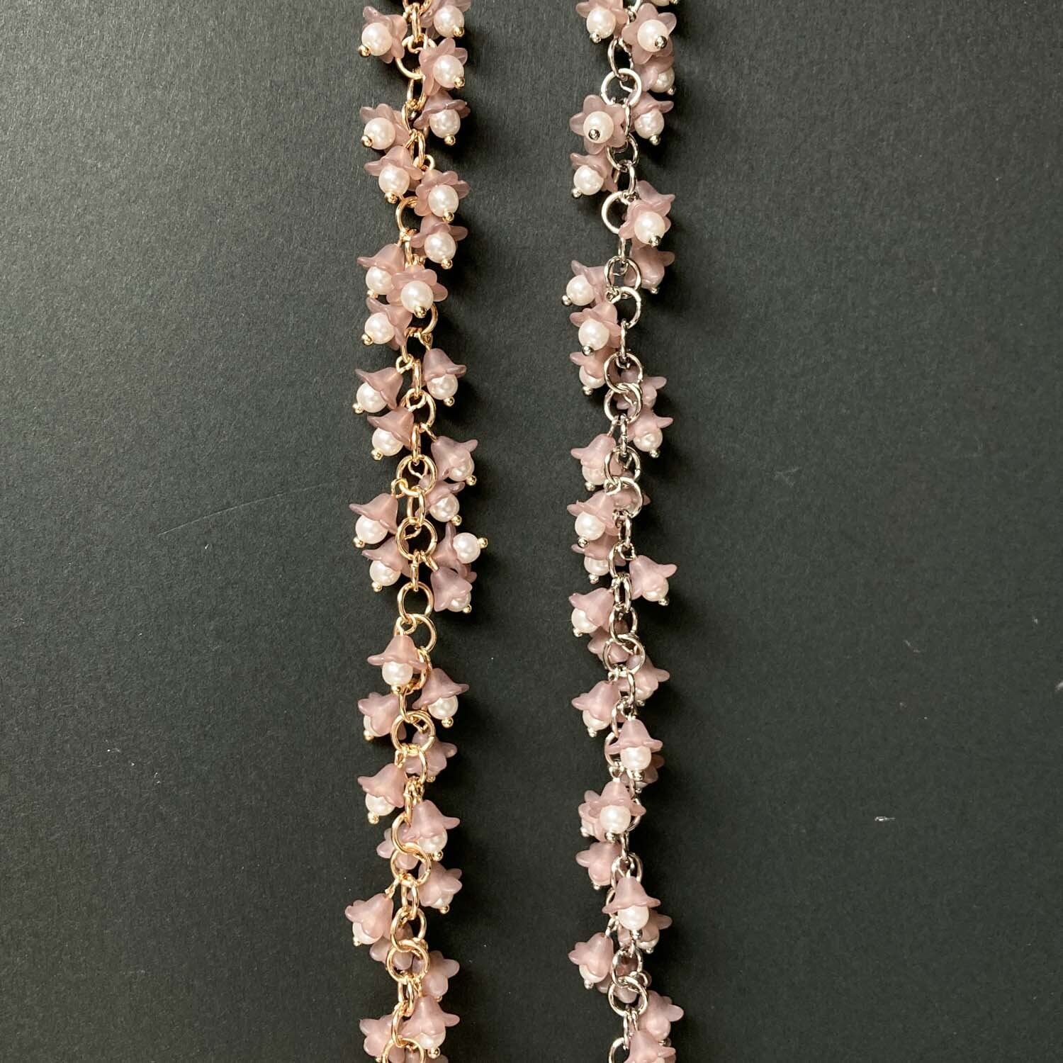 マット紫花のデザインチェーン(10cm〜)