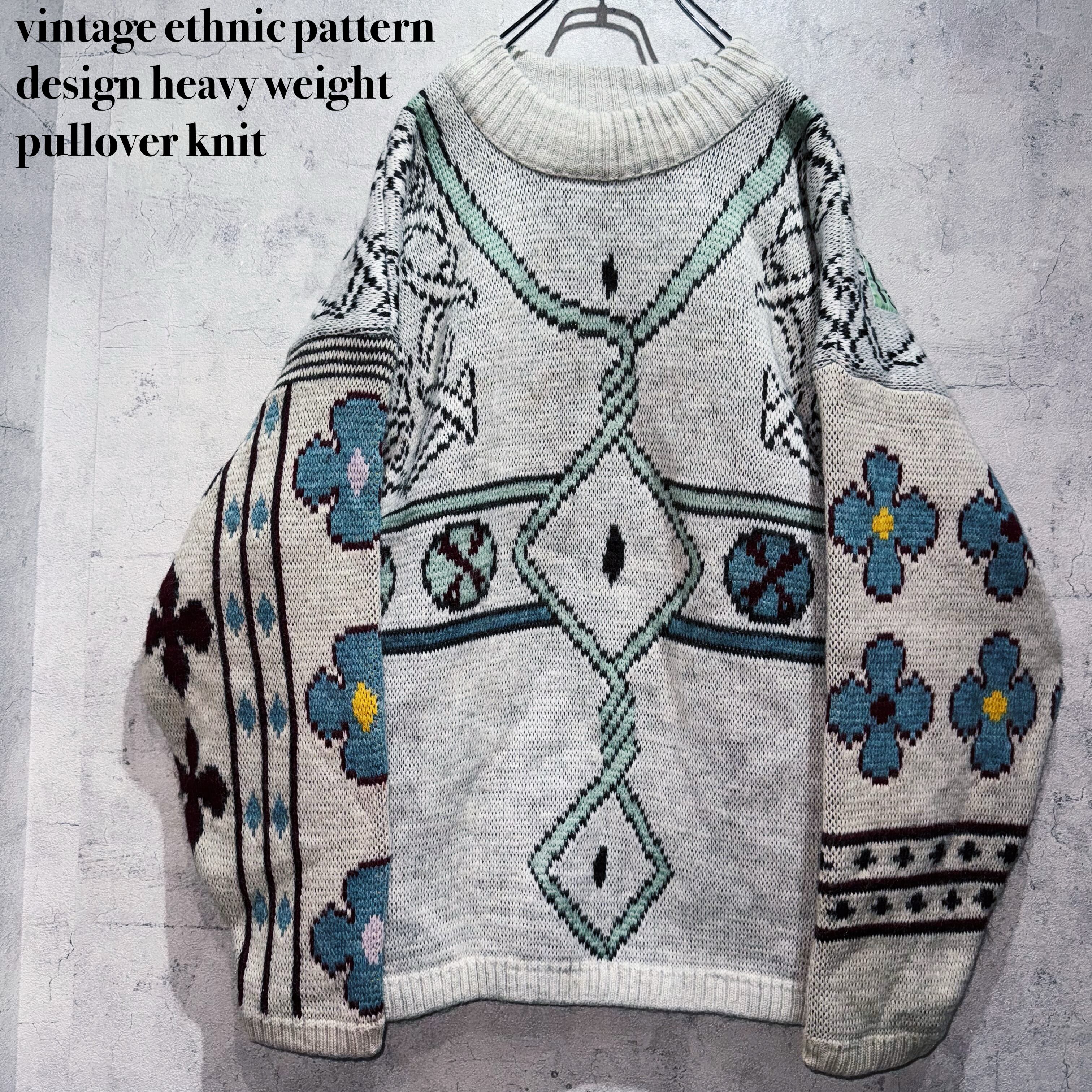 vintage ethnic pattern design heavy weight pullover knit
