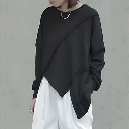 Irregular sweatshirt【2color】 C0450