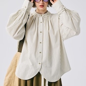 【2color】ストライプに寄り添うフリルブラウス 《P0263》