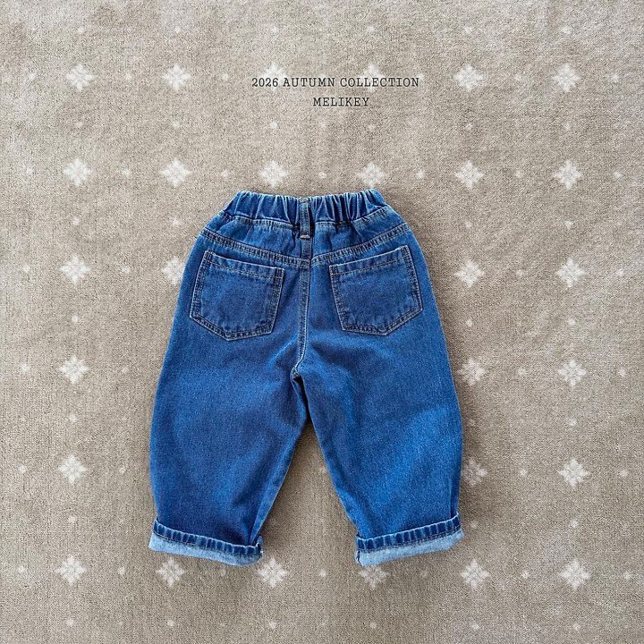 韓国子供服 / 26Autumn / 〖取寄〗Melikey / フリル切替デニムパンツ / 女子服 *XS~JM*