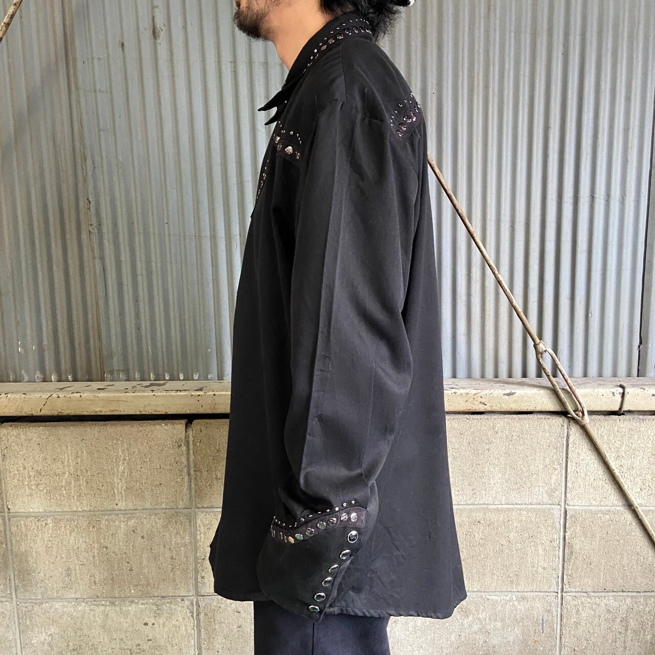 Scully スタッズデザイン 長袖 ウエスタンシャツ メンズXL 古着