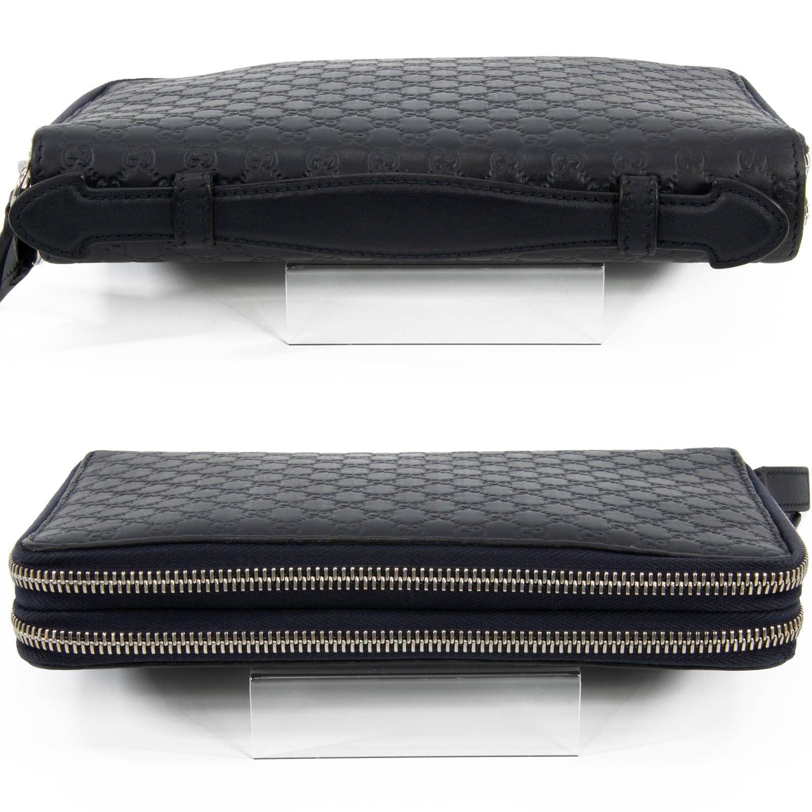 グッチ トラベルケース 長財布 ダブルファスナー マイクロシマ GG レザー 黒 本物 送料無料 グッチ 長財布 ダブルファスナー トラベルケース