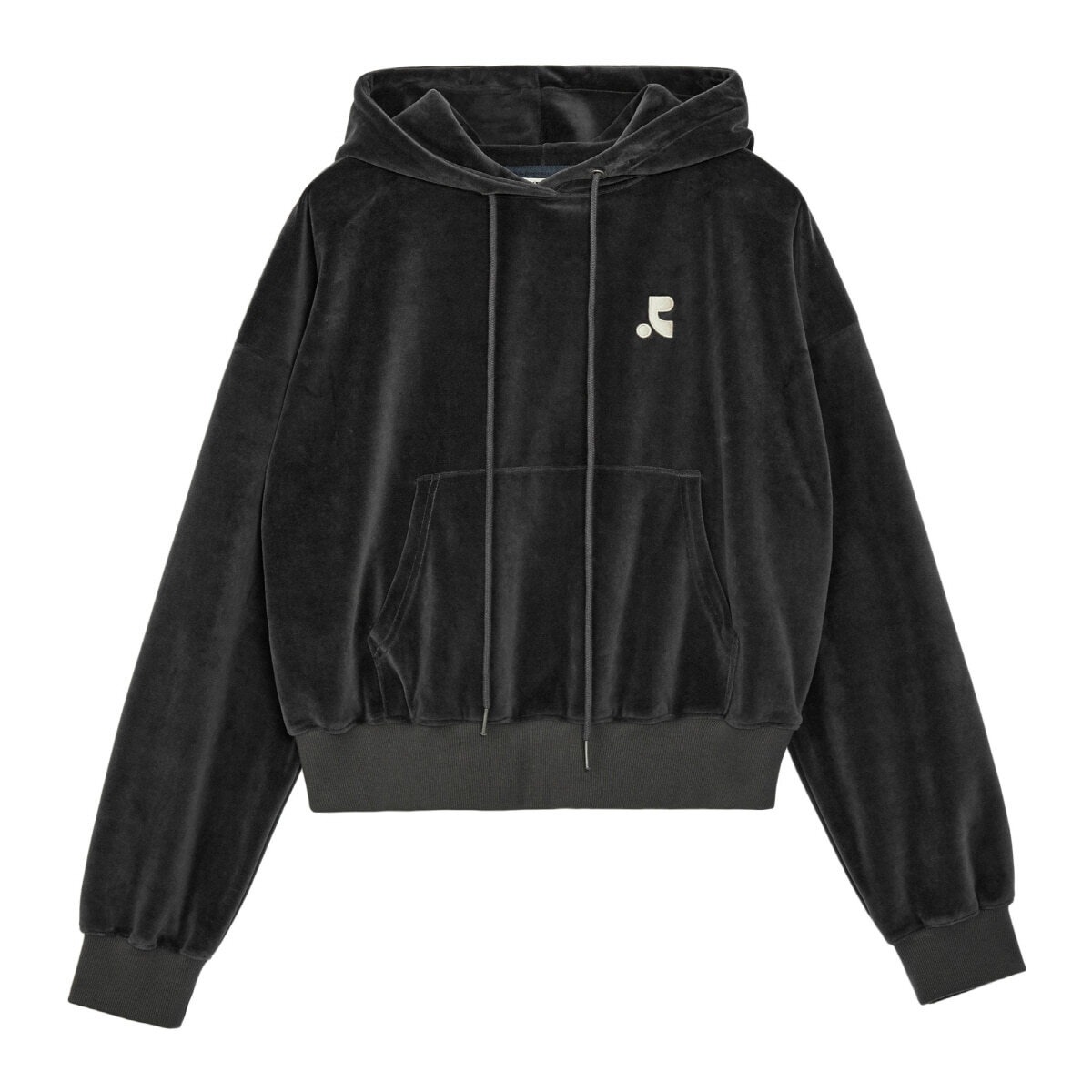 [rest & recreation] RR VELVET CROPPED HOODIE - CHARCOAL 正規韓国ブランド 韓国 ...