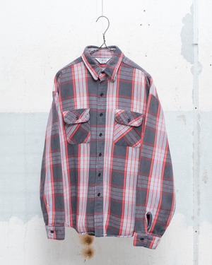 old "FIVE BROTHER" heavy flannel oversized plaid shirt / SIZE:2XL / Made In USA