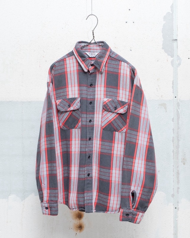 old "FIVE BROTHER" heavy flannel oversized plaid shirt / SIZE:2XL / Made In USA