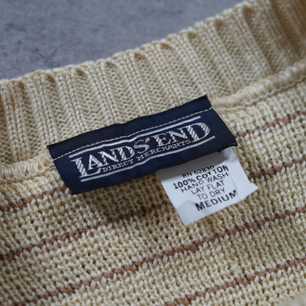 90s LANS'END Bird's-eye cotton sweater M 古着 - 3