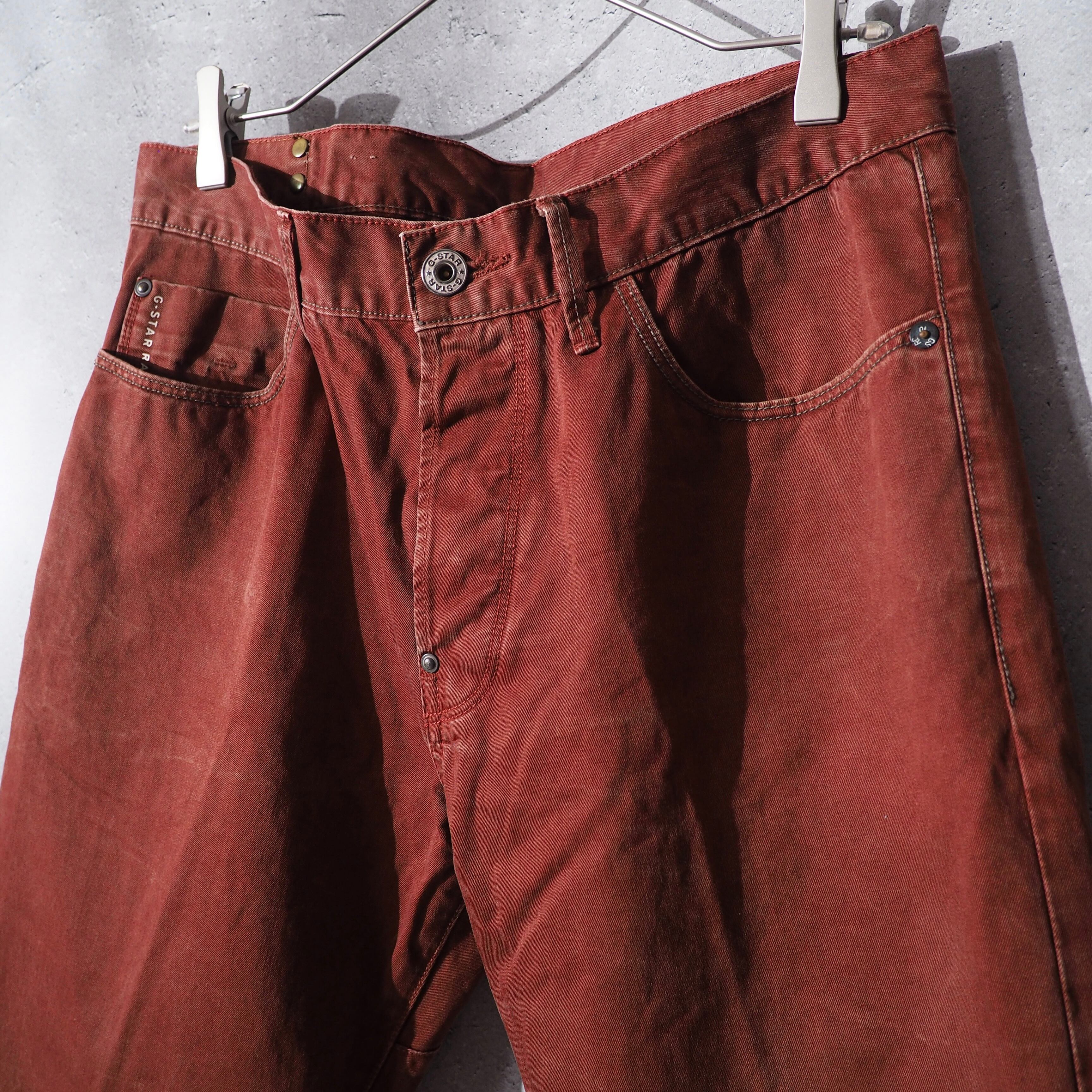 2000s ” G-STAR RAW ” Deep reddish brown dyeing cotton straight pants