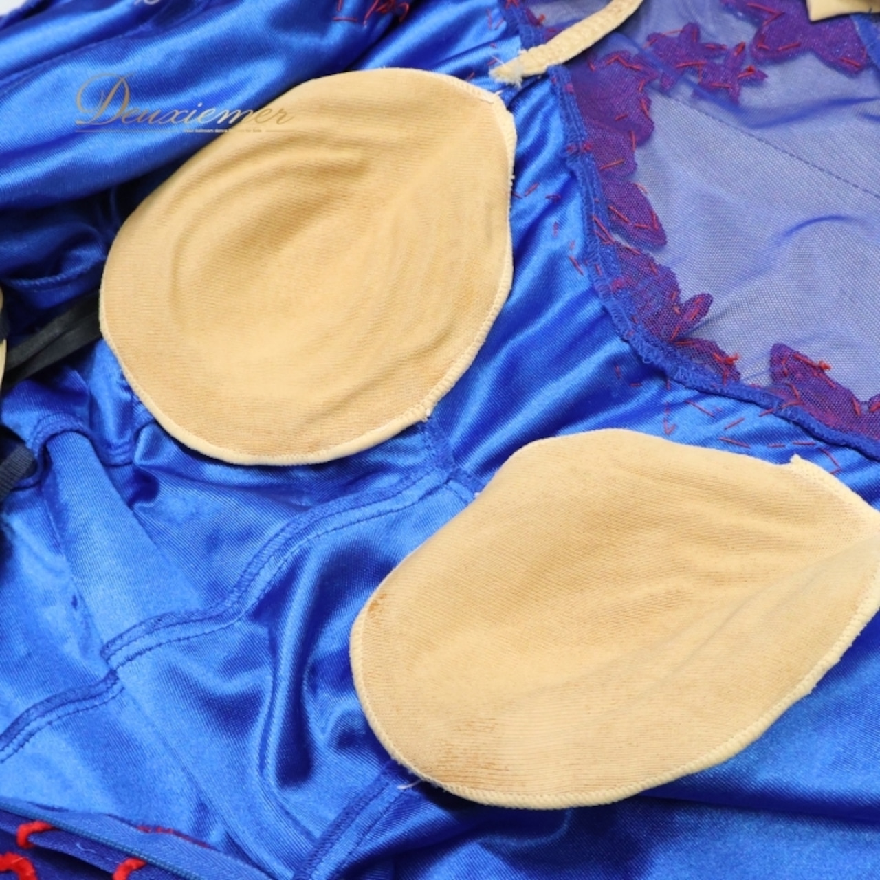 社交ダンス 衣装 スタンダードドレス ワンピース ドレス レッド系 ブルー系 赤 青 フロート レース デモ 競技 ダンス パーティ 発表会 鮮やか フリル フォーマル発表会 イベント用