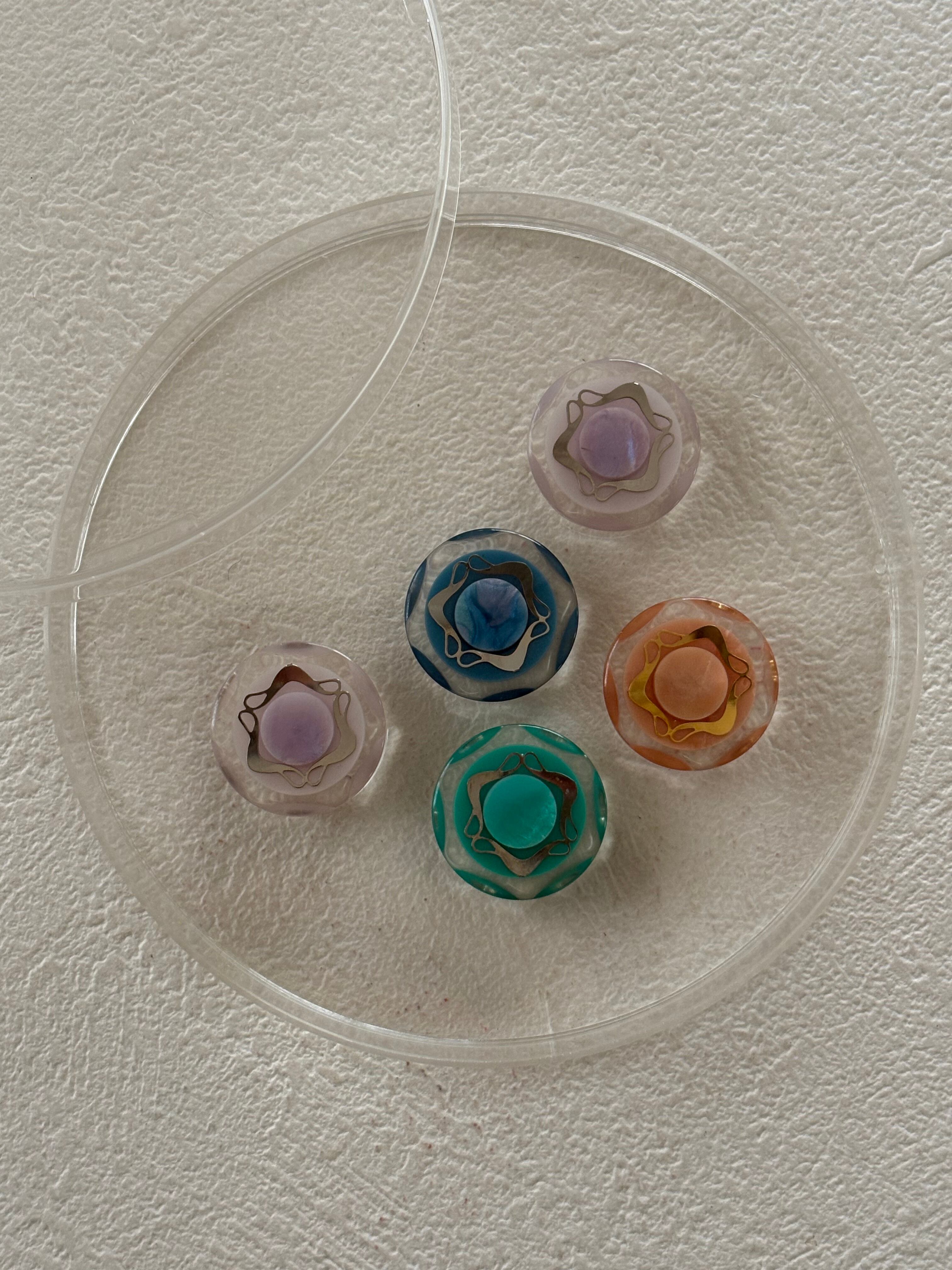 Japanese Vintage ボタン 17mm プラスチックボタン カボション オーロラ クリア 昭和レトロ アクセサリーパーツ 装飾材 カルトナージュ