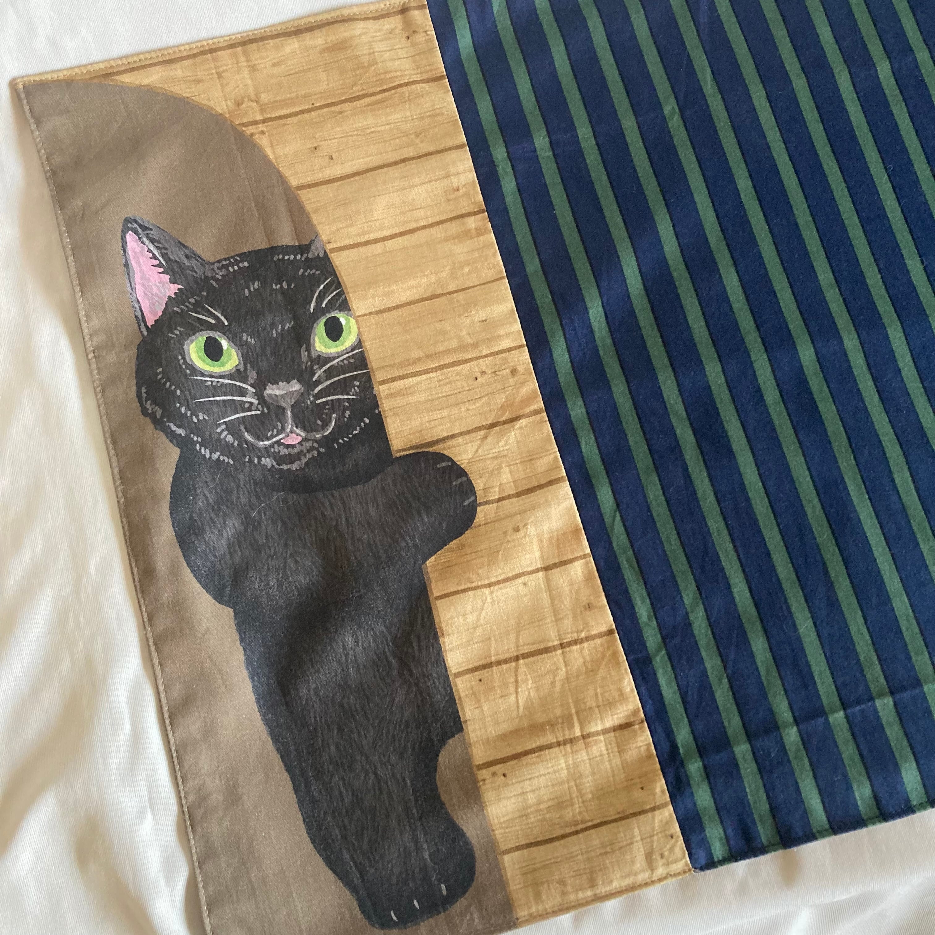 2枚セット♪ランチョンマット　25×35　黒猫柄 オーダーOK】リバーシブル2枚仕立て裏地入園入学大きいランチョン
