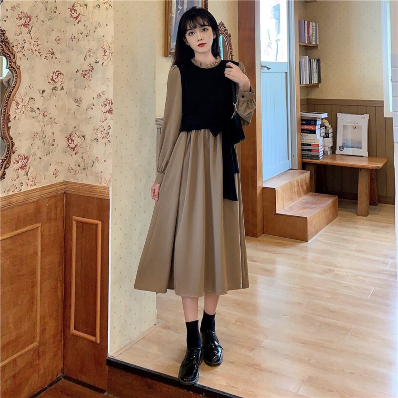 ウエストリボンワンピース