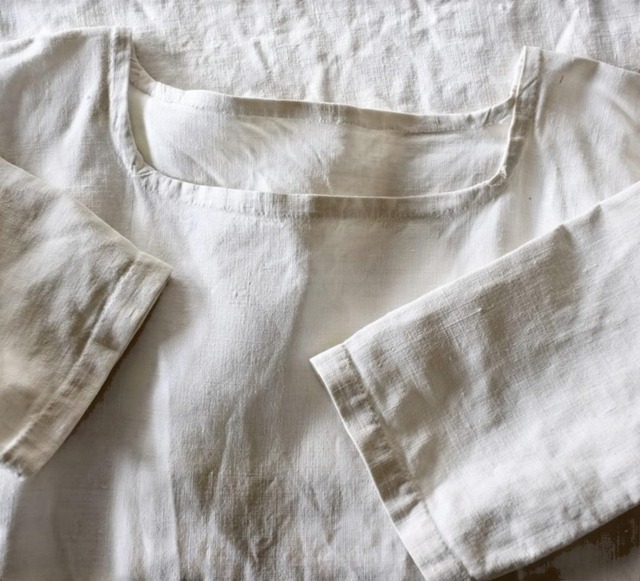 フランスアンティーク 1900s 手織りリネン 修道女的ワンピース