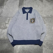 embroidery design half zip knit polo