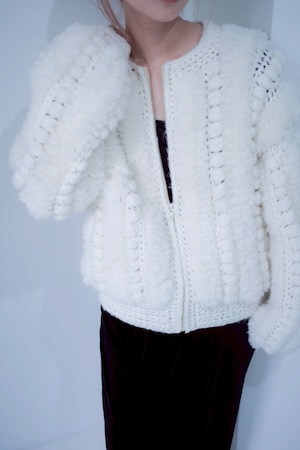 white knit blouson