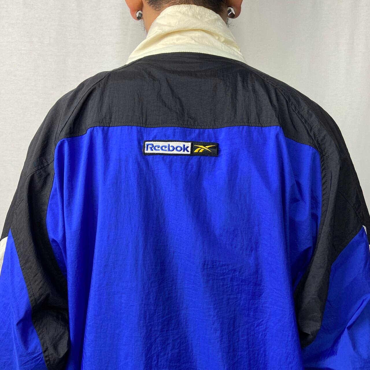 00年代 Reebok リーボック ロゴ刺繍 ナイロンジャケット メンズL相当