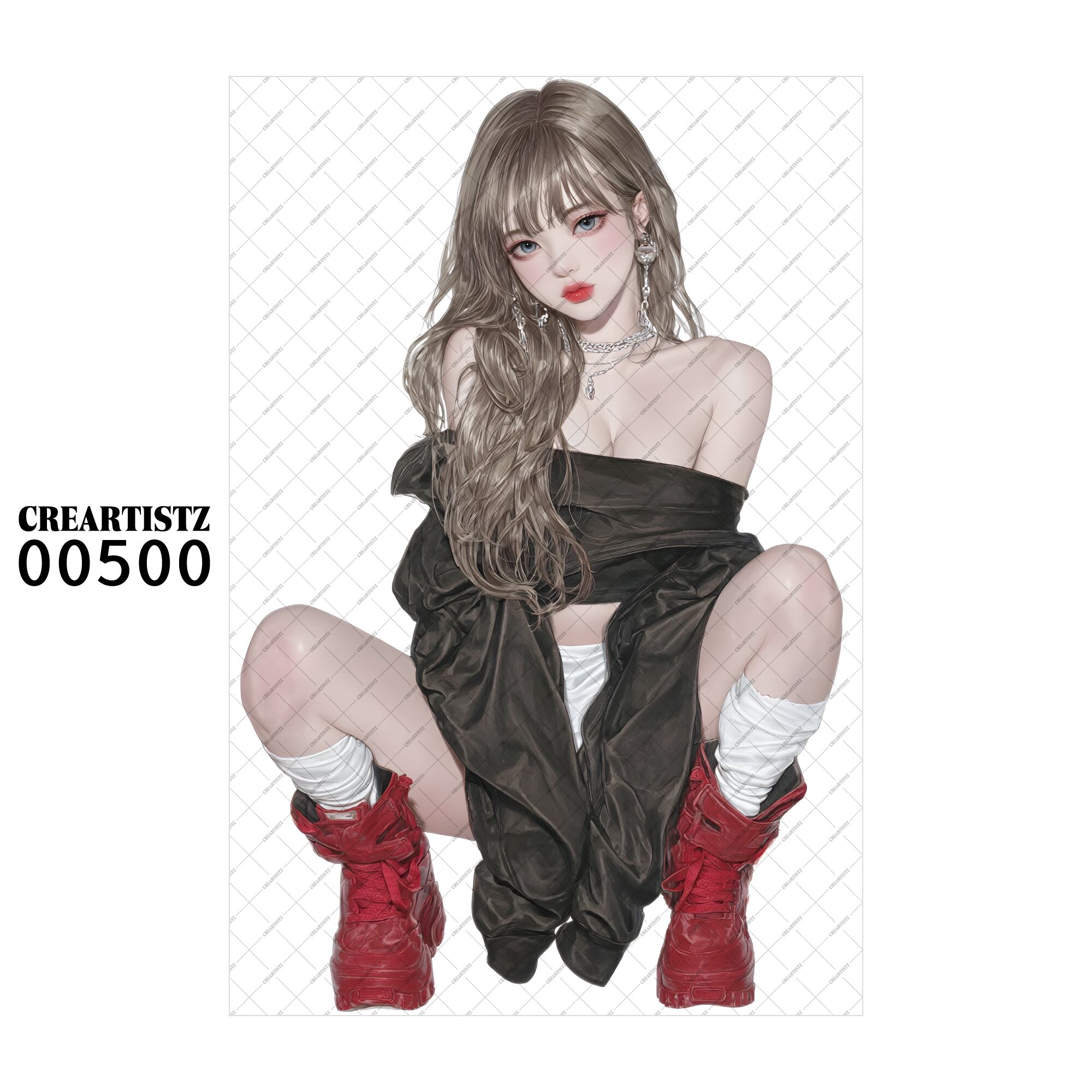 00500 ガール キュート オリジナル ペーパー/ステッカー 4枚セット CREARTISTZ