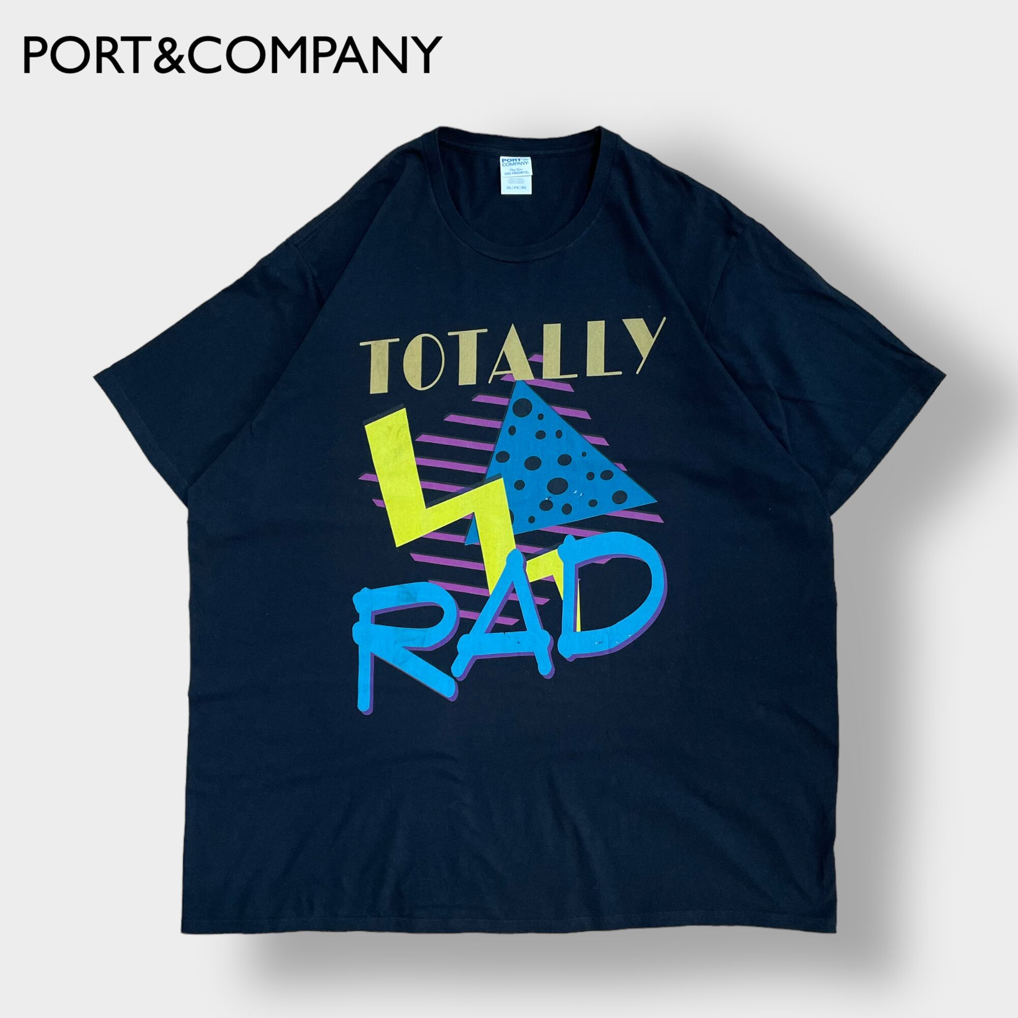 PORT&COMPANY】3XL ビッグシルエット ロゴ プリント Tシャツ レトロ 黒