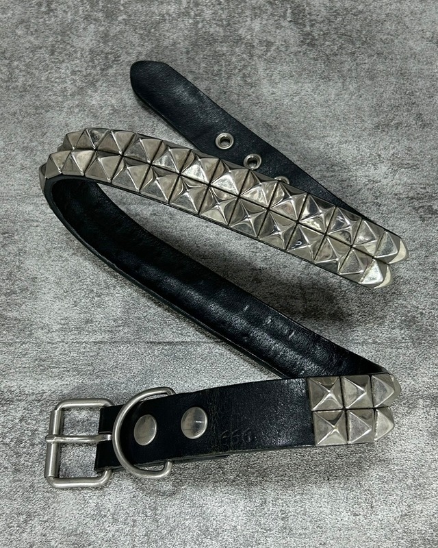 666 - 2-row pyramid stud belt