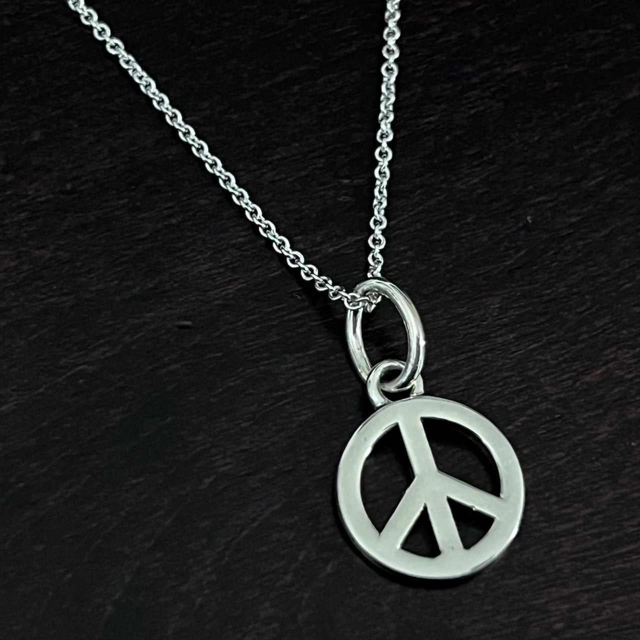 OLD TIFFANY & CO. Peace Sign Charm Necklace Sterling Silver