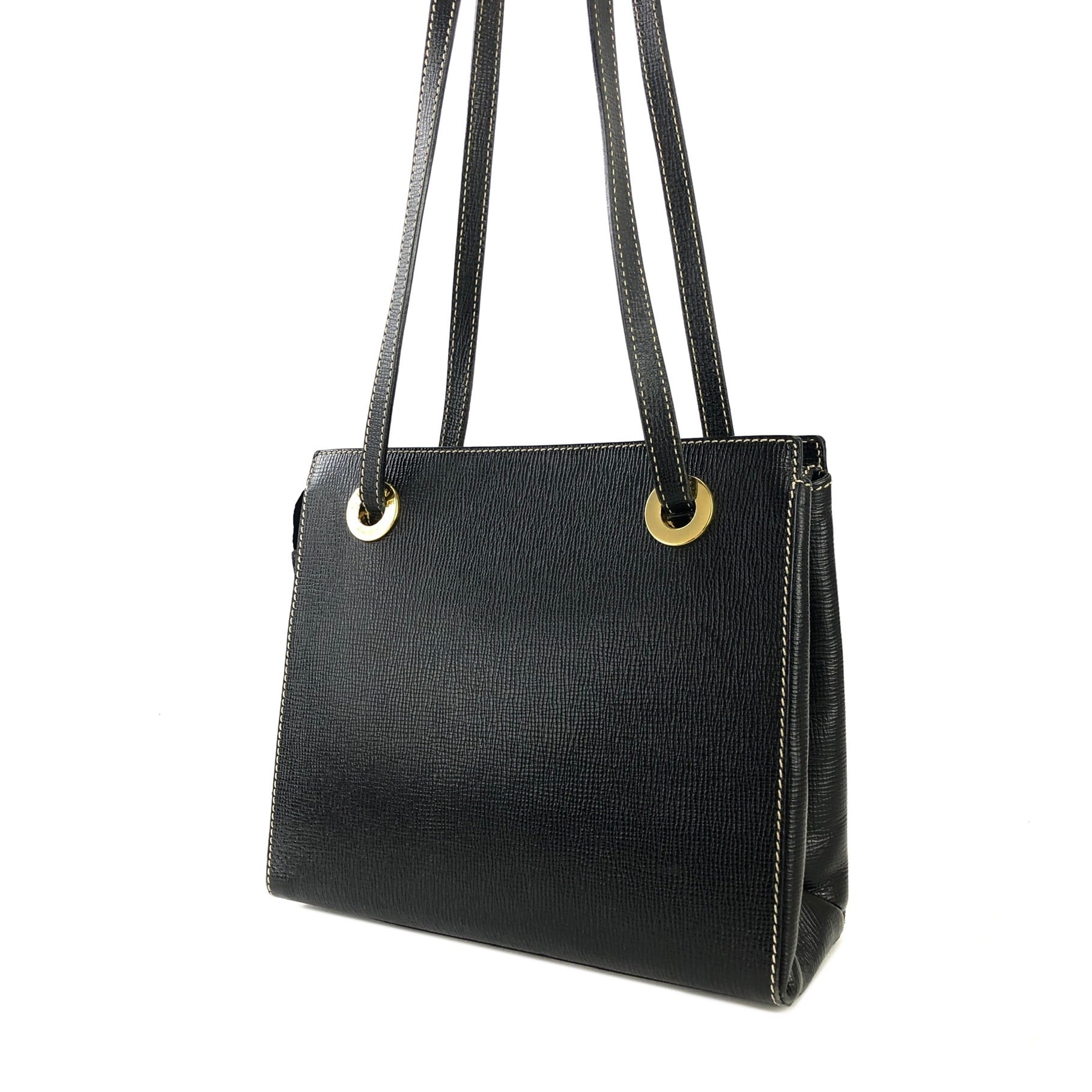 CELINE セリーヌ サークルロゴ エンボスレザー ステッチ ショルダー