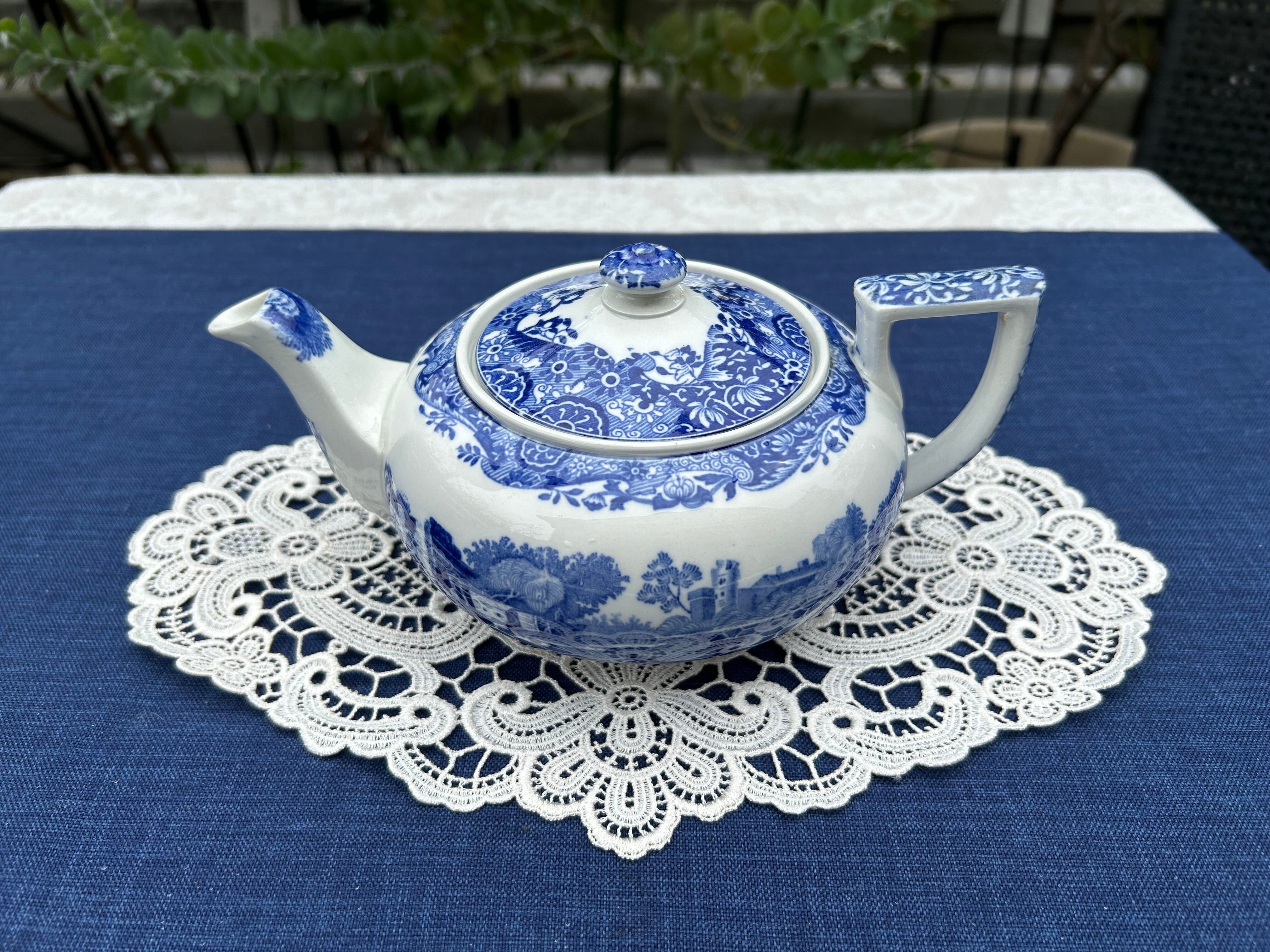 SPODE社　ブルーイタリアン　ティーポットラウンドロウ①