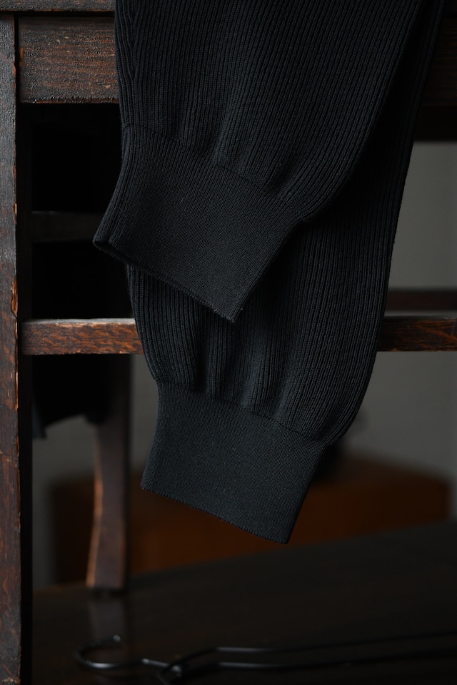BATONER / HARD TWIST WOOL RIB DRIVERS KNIT (Black)