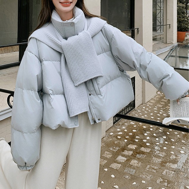 ニットストール付きショートダウン♢全3色　12124