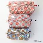 ブロックプリント ポーチ マチあり(M) GREEN