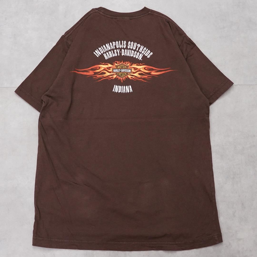 ハーレーダビッドソン プリントTシャツ 炎 古着 00s M 黒 14374 | fuufu