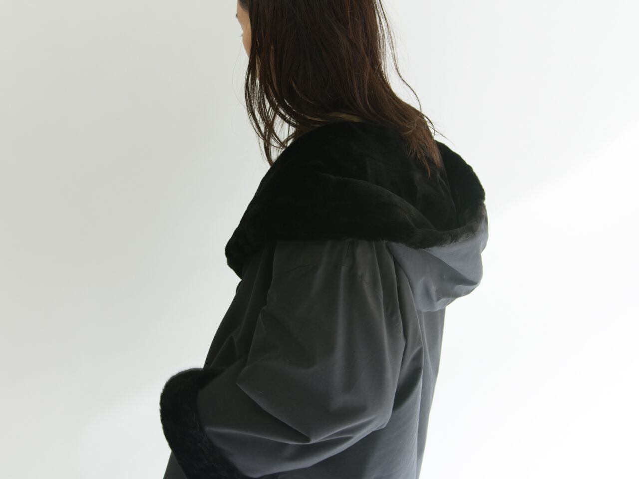 【Made in Italy】Oversized Coat with big boa hood（イタリア製オーバーサイズ ビッグフードコート）1c